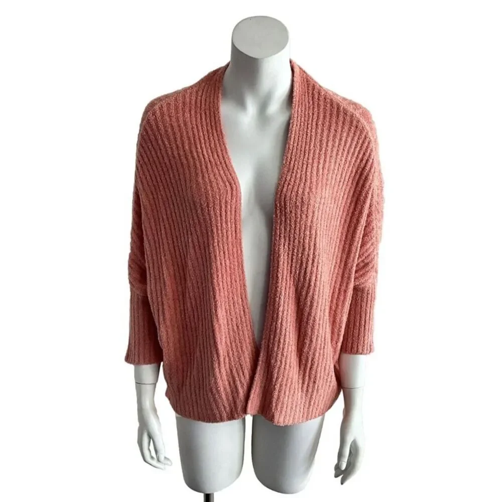 Barefoot Dreams Cardigan Ribbed Cozychic Lite Coral S - Picture 3 of 12